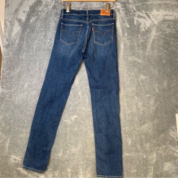 Levi’s 712 Slim Size 26 Dark Wash Jeans Mid Rise 31 1/2” Inseam Tall Boot Jeans - Picture 4 of 11